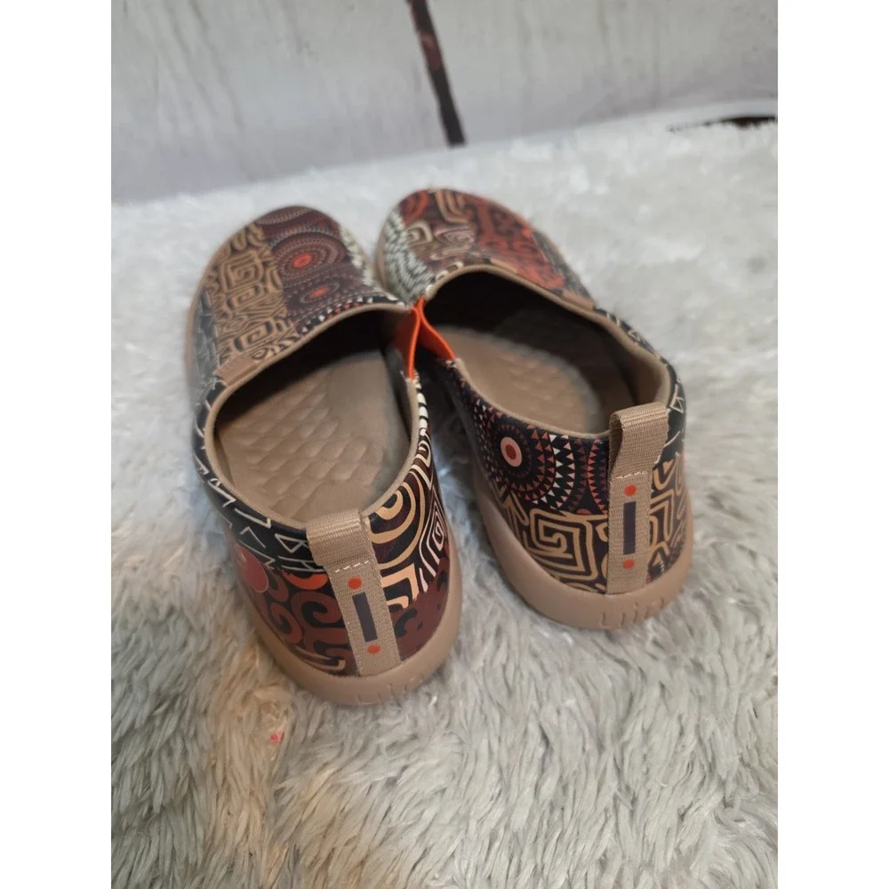 UIN Mens Tribal Geometric Canvas Slip On Travel Shoes Loafers Multi M1101467